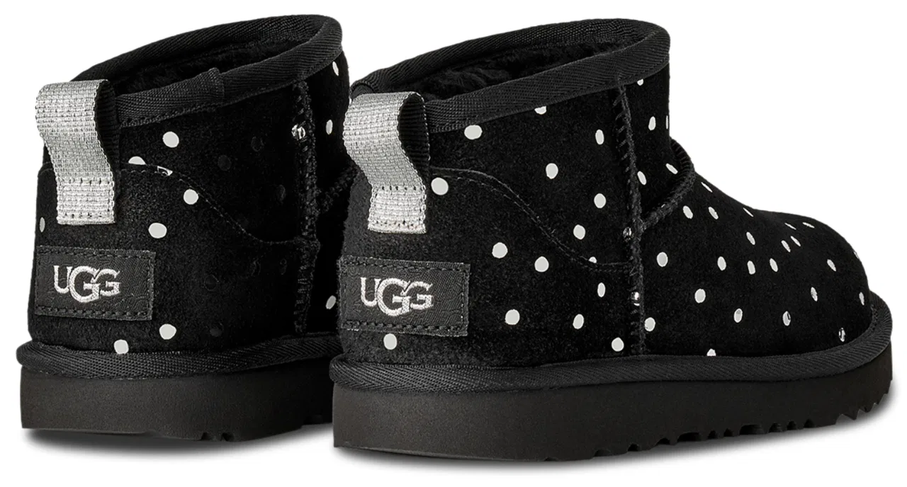 Детские ботинки для девочек из замши с блестящими точками Ultra Mini Shiny Dots UGG, серебристый/черный — фото 3