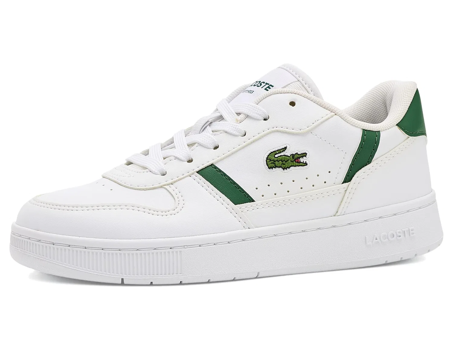 Кроссовки с Т-образными зажимами (для маленьких и больших детей) Lacoste Kids, White/Dark Green — фото 2