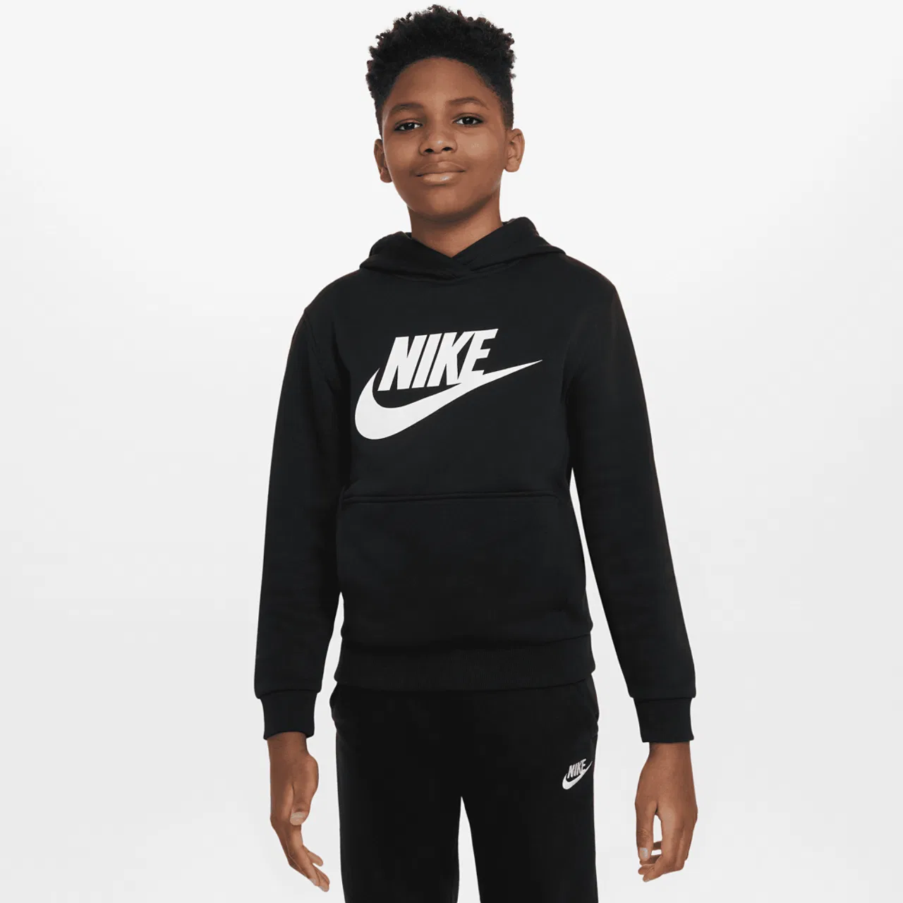 Худи для мальчиков Club HBR Fleece Nike, черный/белый