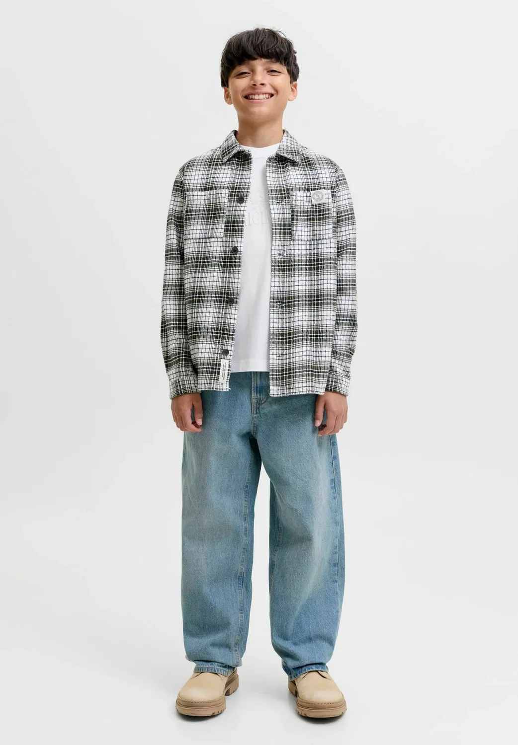 Футболка с монограммой Jorfrederiksberg ss cn jnr - базовая футболка Jack & Jones Junior, Bright White