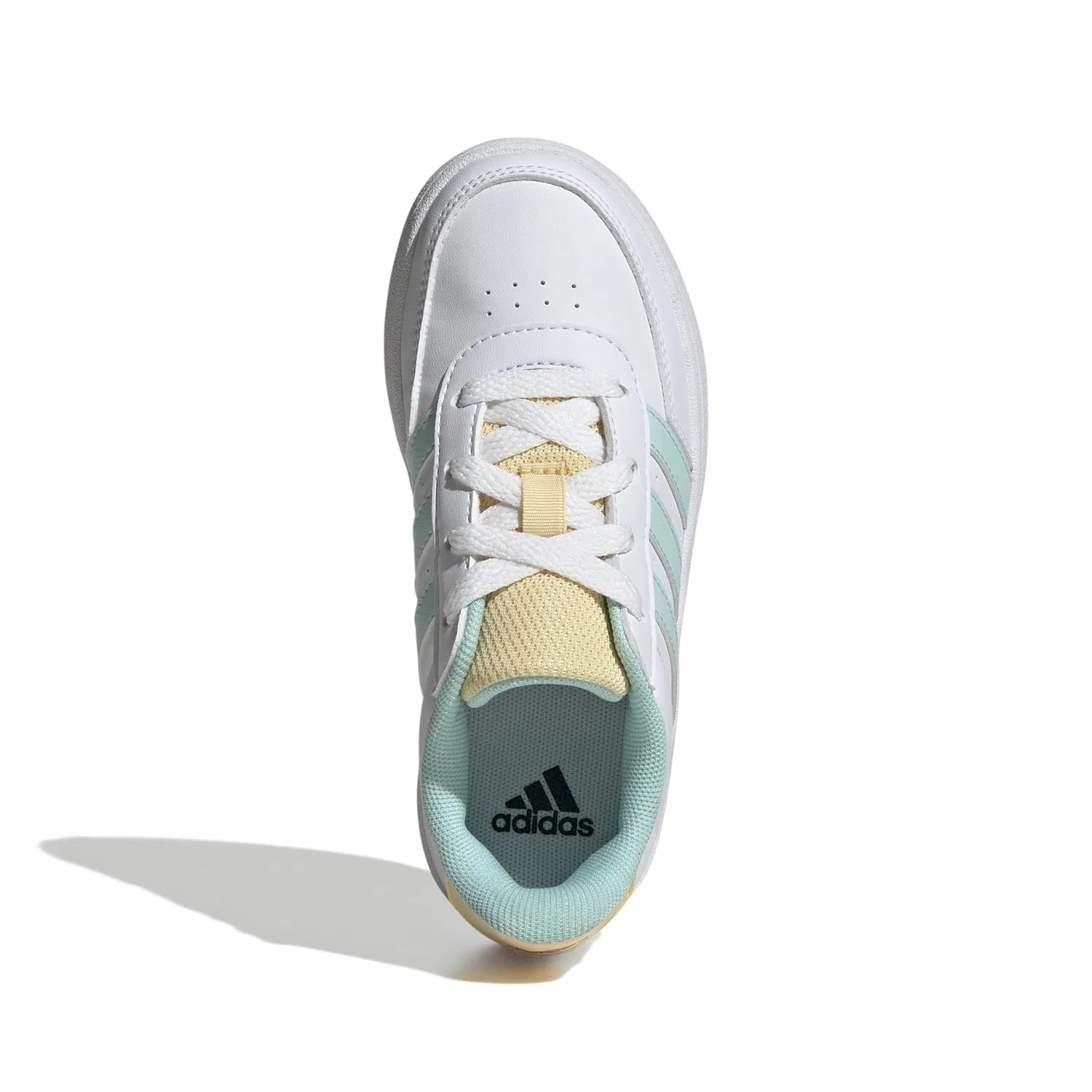 Детские кроссовки для мальчиков без шнуровки Breaknet Lifestyle Court Lace Adidas, Cloud White Semi Flash Aqua Orange Tint — фото 2