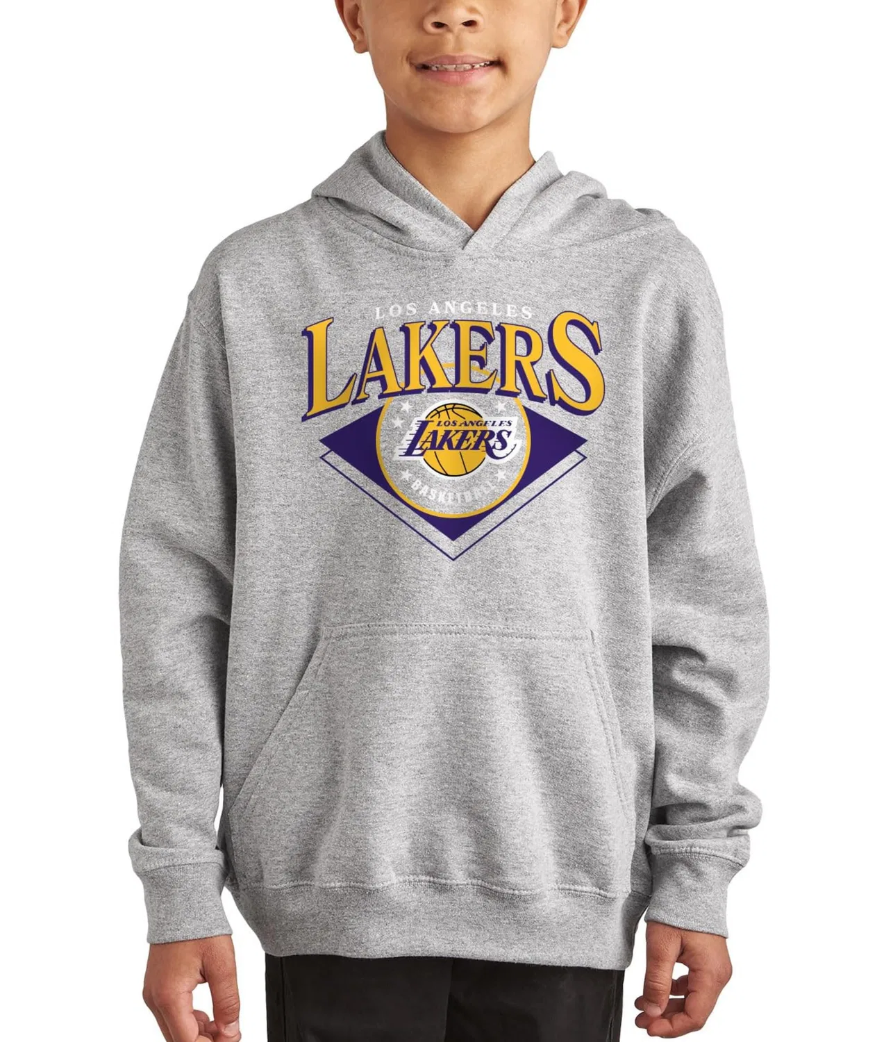 Официальная флисовая толстовка NBA Court Classic (для детей постарше) Junk Food Clothing, Los Angeles Lakers/Athletic Heather