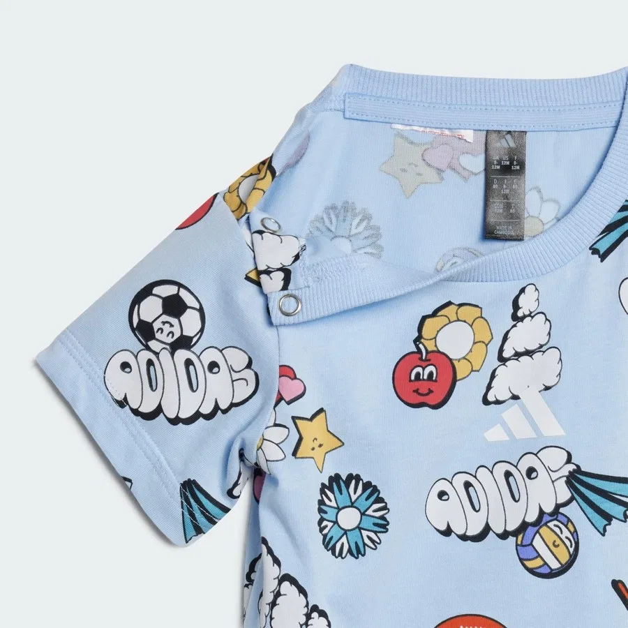 Детский спортивный комплект с принтом Fun Allover Print Sportswear adidas, Розовый — фото 2