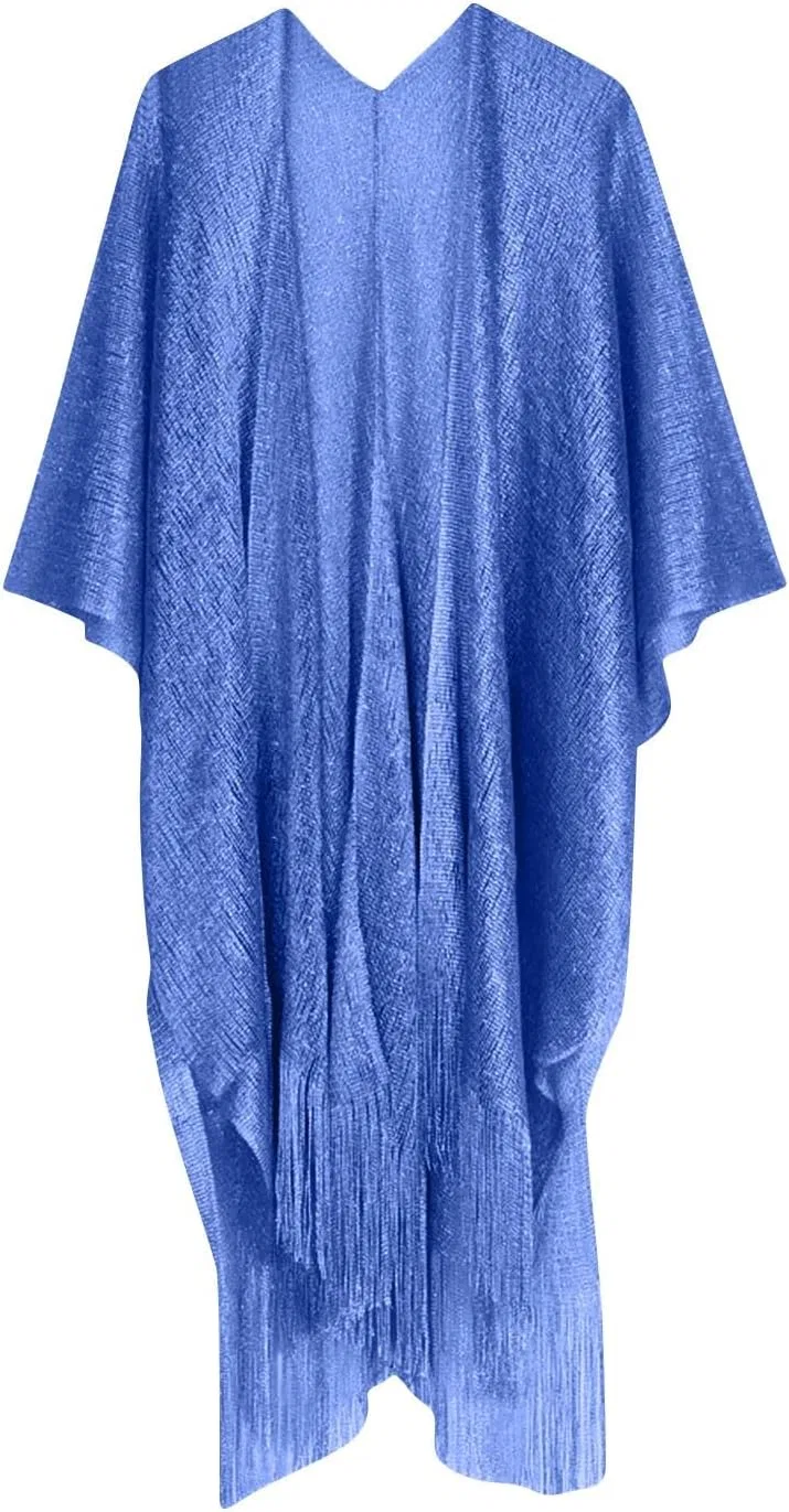 Женская пляжная накидка с бахромой Mesh Sheer, Blue — фото 3