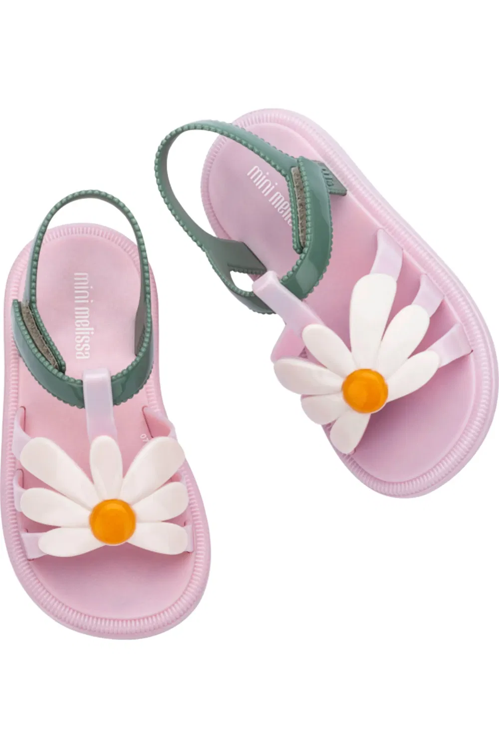 Сандалии детские с цветочными аппликациями Hip Bloomy Jelly Mini Melissa, Metallic Pink/Green — фото 3