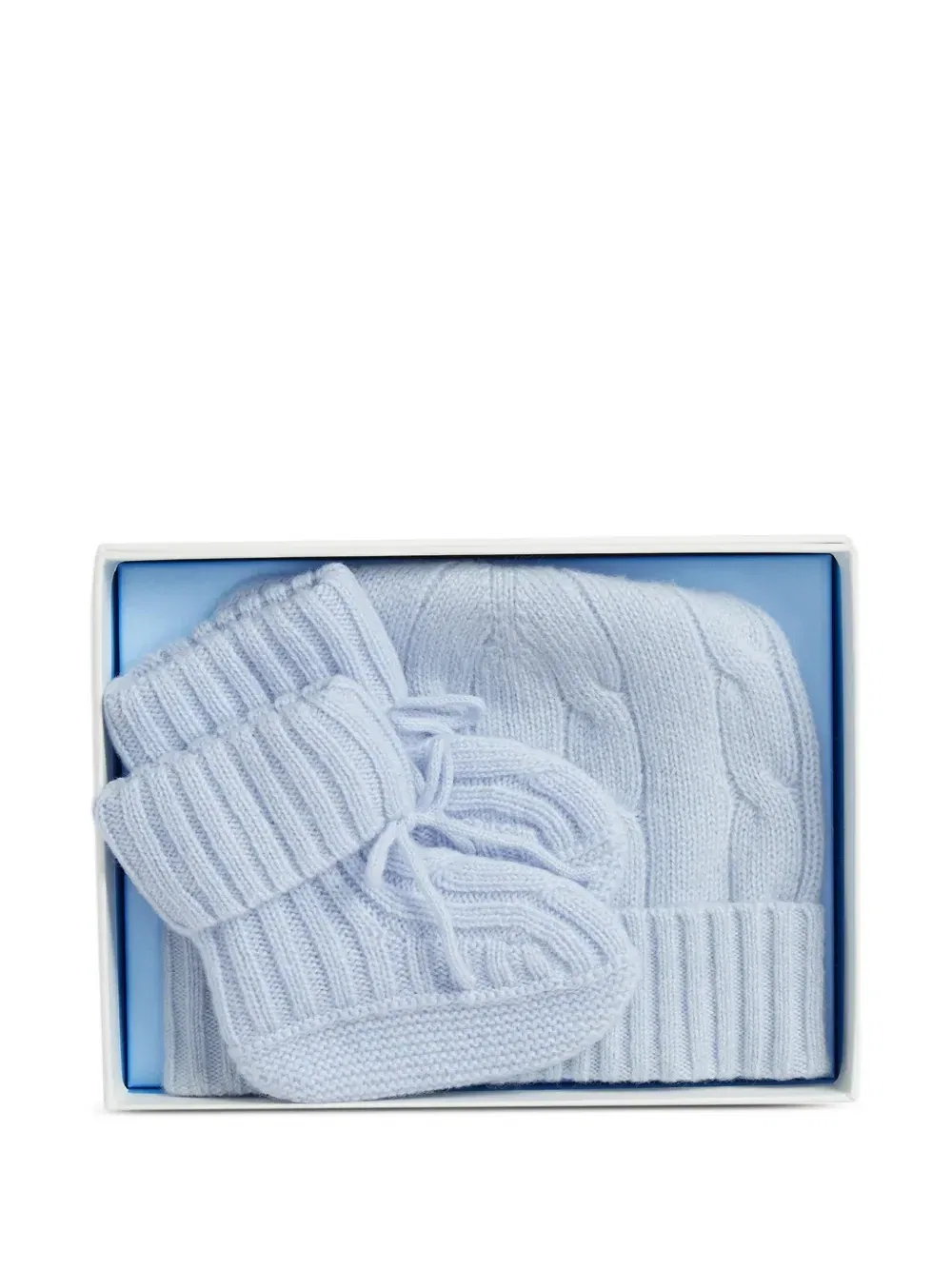 Комплект из топа и юбки фактурной вязки Polo Ralph Lauren Kids, синий — фото 3