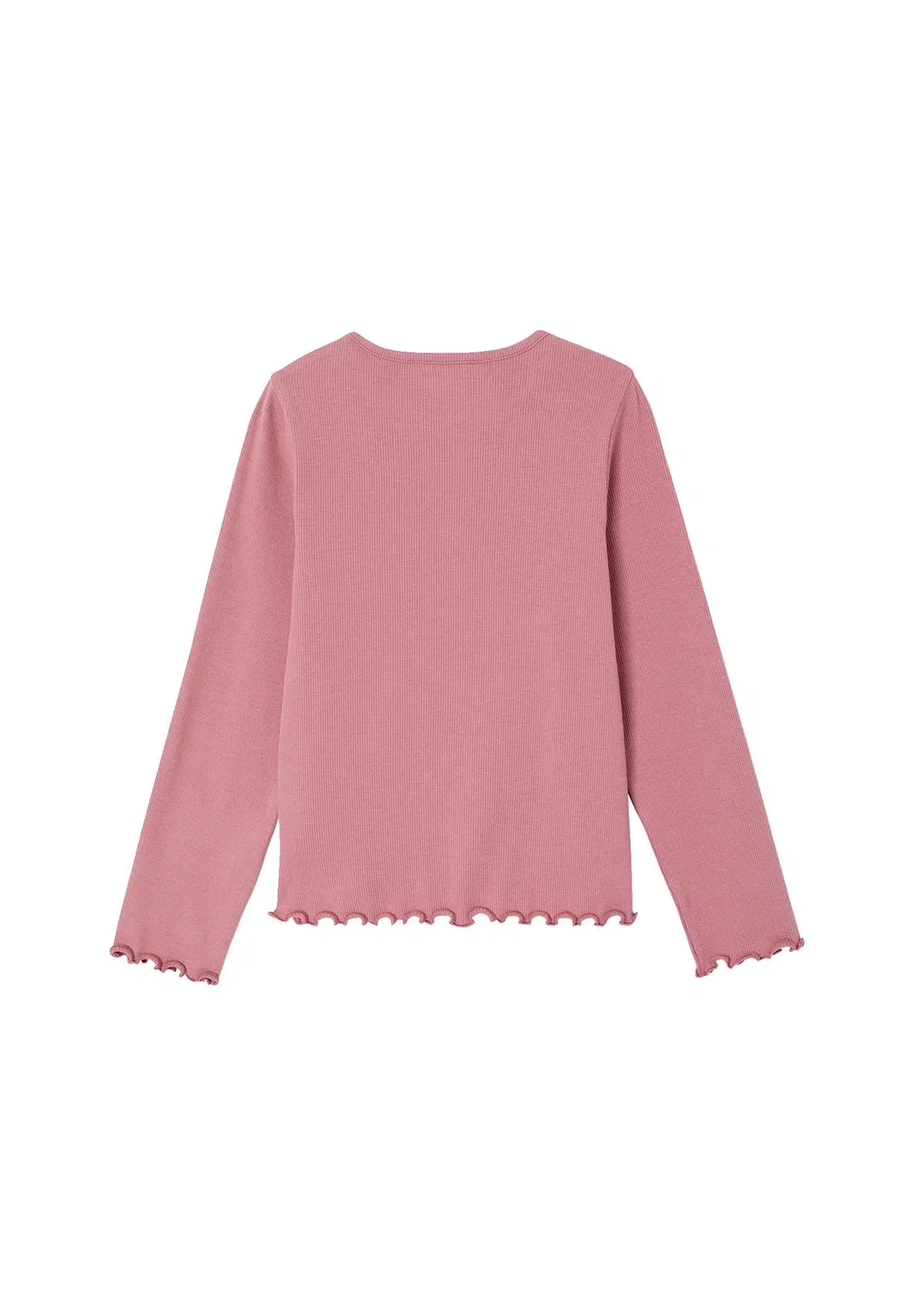 Langarmshirt aus ripp mädchen, zierknopfleiste - топ с длинными рукавами Vertbaudet, Malve — фото 2