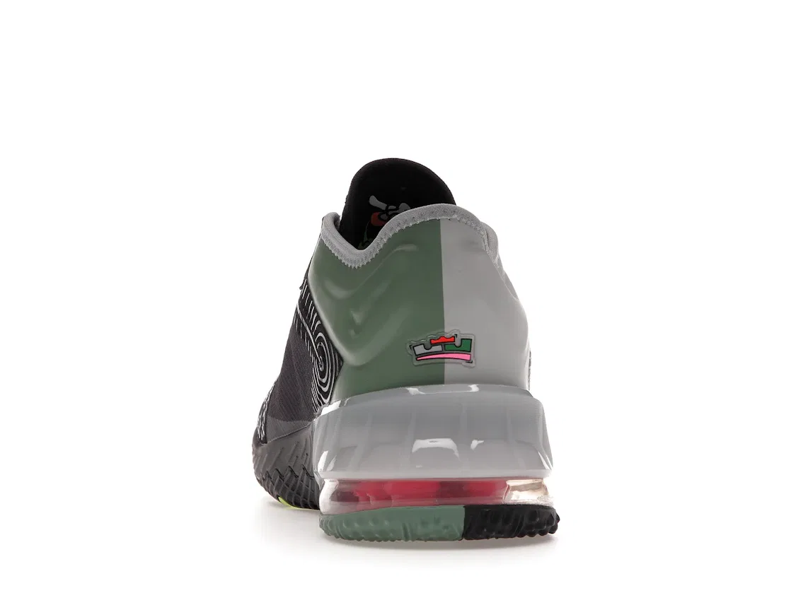 Детские кроссовки баскетбольные Nike LeBron 18 Low, Light Smoke Grey/Black-White-Sunset Pulse — фото 4