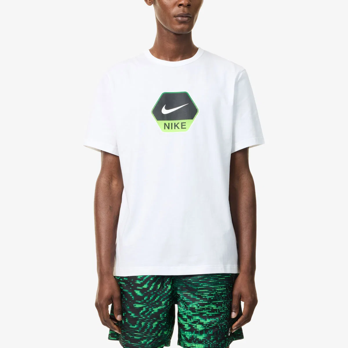 Хлопковая футболка стандартного кроя с принтом логотипа Nike, белый — фото 3