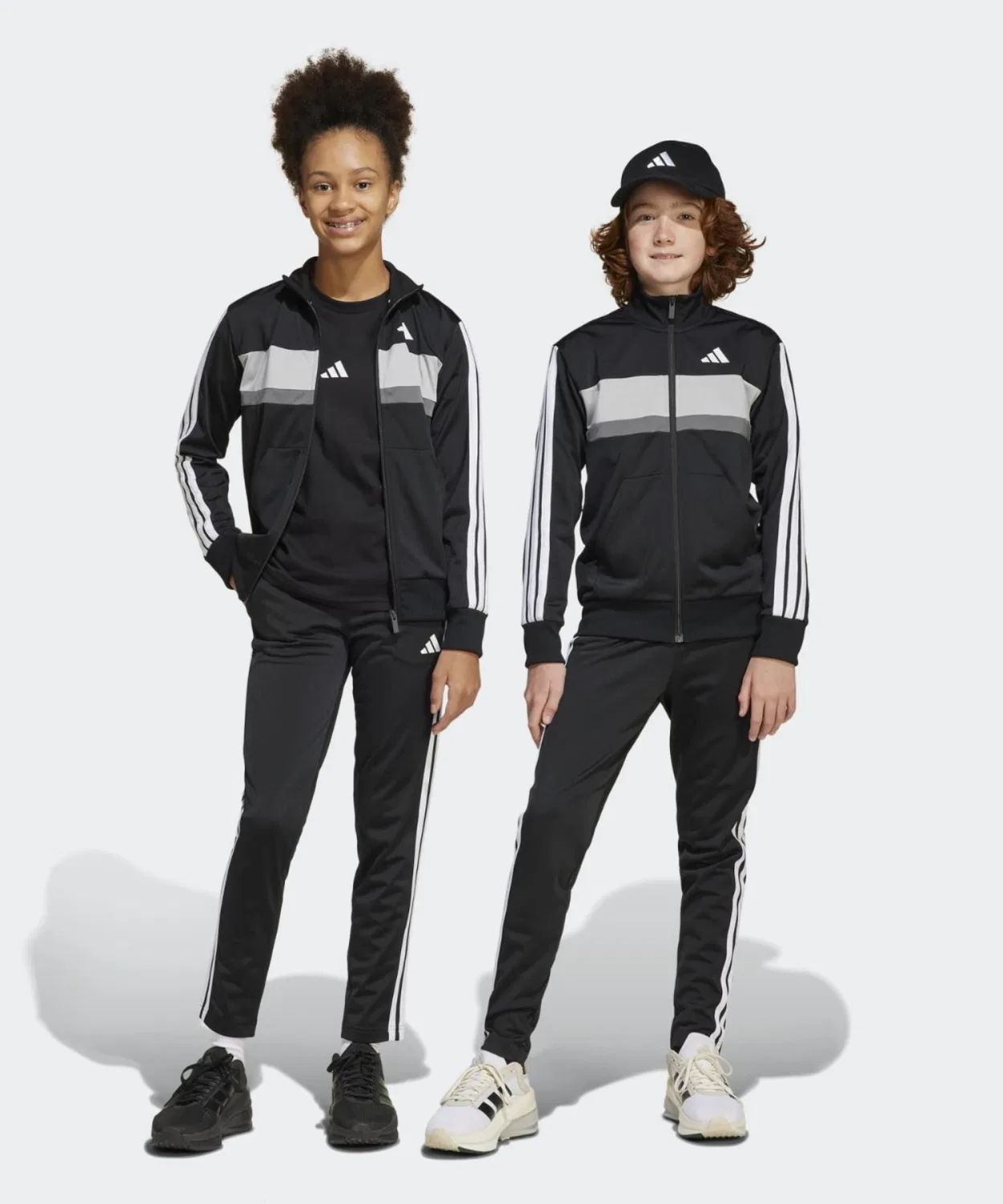 Детский спортивный костюм с принтом Tiberio Three Stripes Tricot Track Suit Adidas, Black/Grey