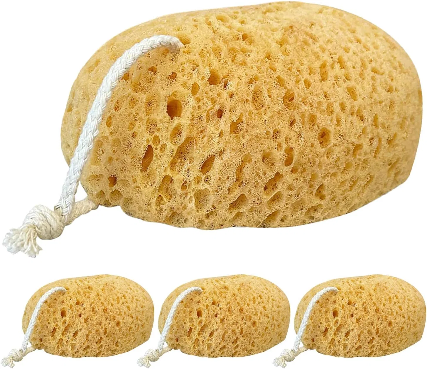 Набор мочалок для душа с сотами, CONGARTENO, 4 шт, 15.5x10x6 см, Желтый