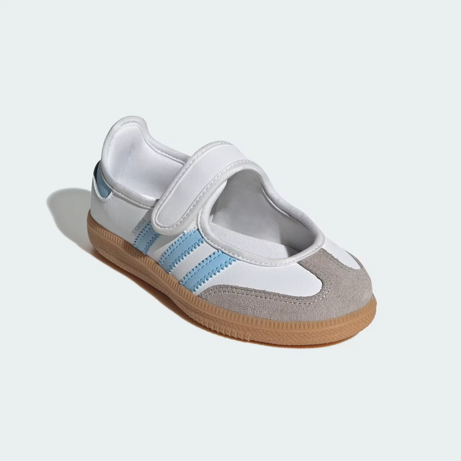 Детские кроссовки на липучке Samba Jane Adidas Originals, белый/голубой/карамельный — фото 4