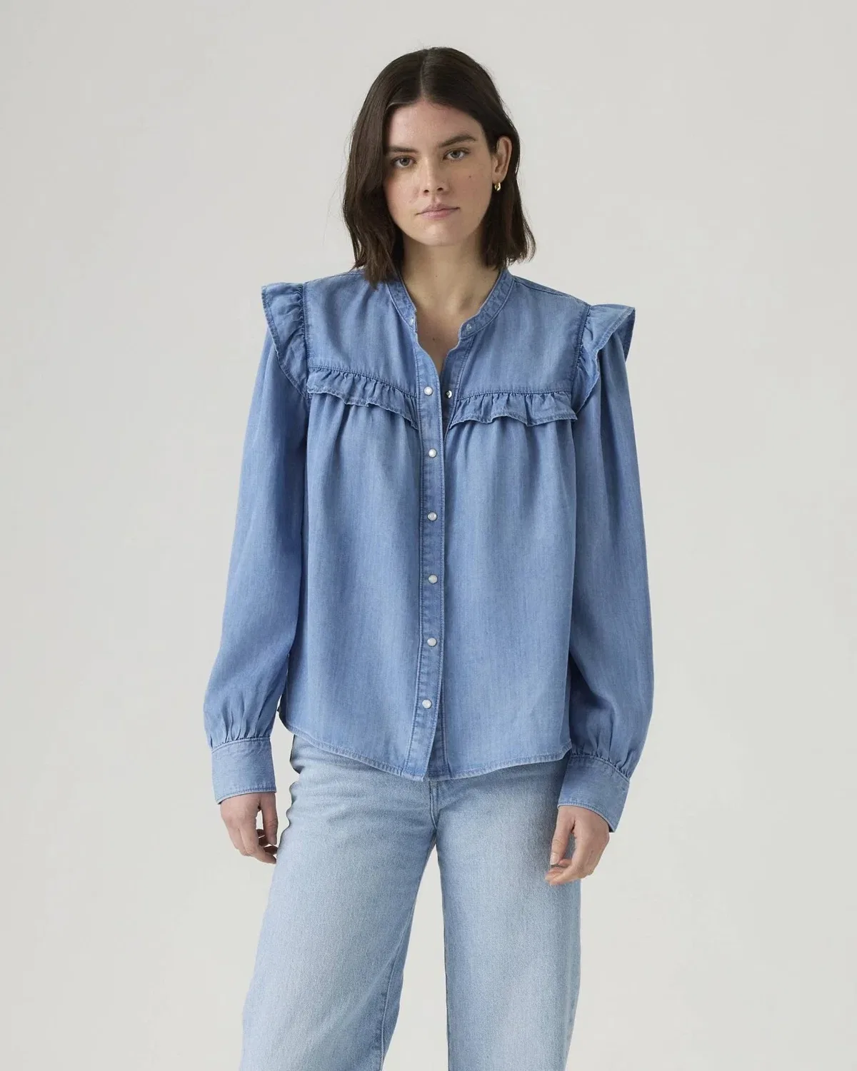 Женская блузка с длинным рукавом и рюшами Gianna Top Levi's, синий — фото 3