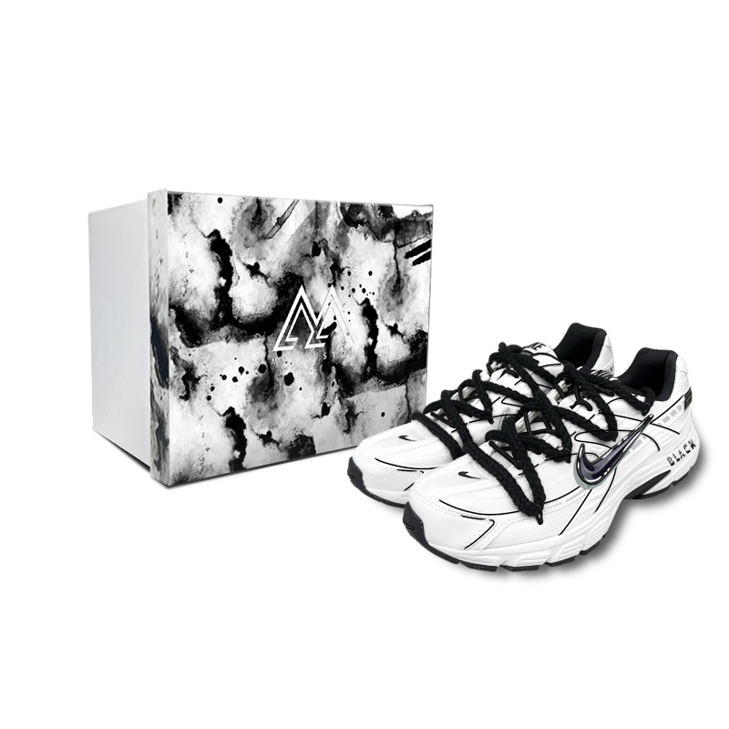 

Nike Инициатор амортизирующая дышащая поддержка низкие повседневные городские туфли для поездок на работу беговые мужские black white