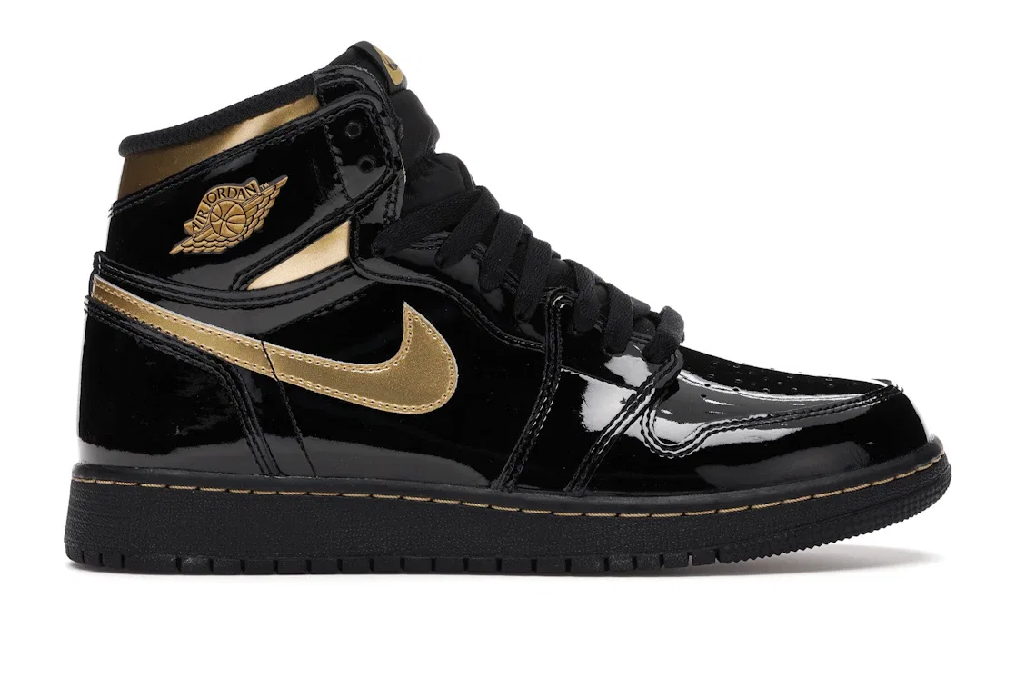 Детские кроссовки с высоким верхом Jordan 1 Retro High, Black/Black-Metallic Gold