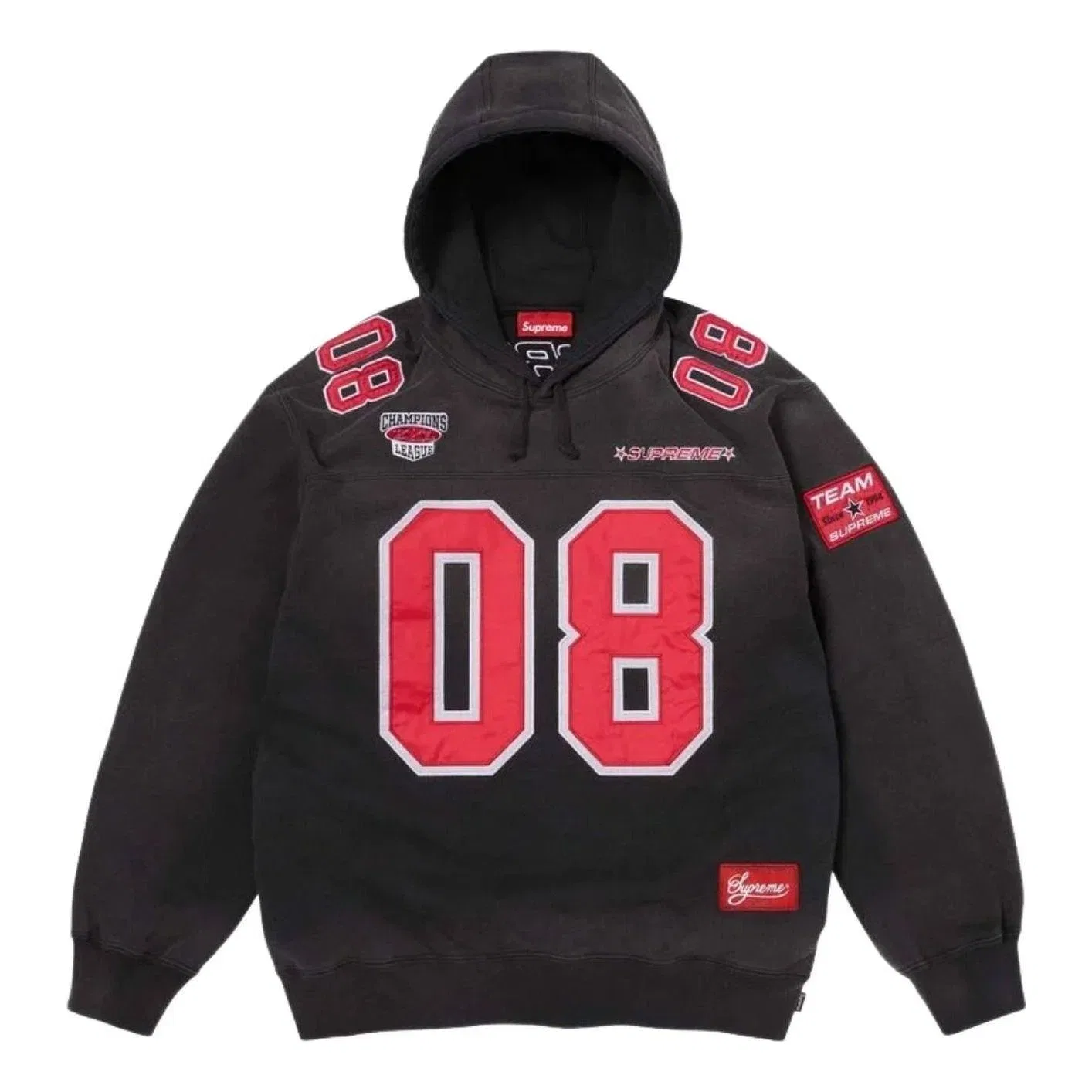 Мужское худи с принтом Football Jersey Supreme, черный