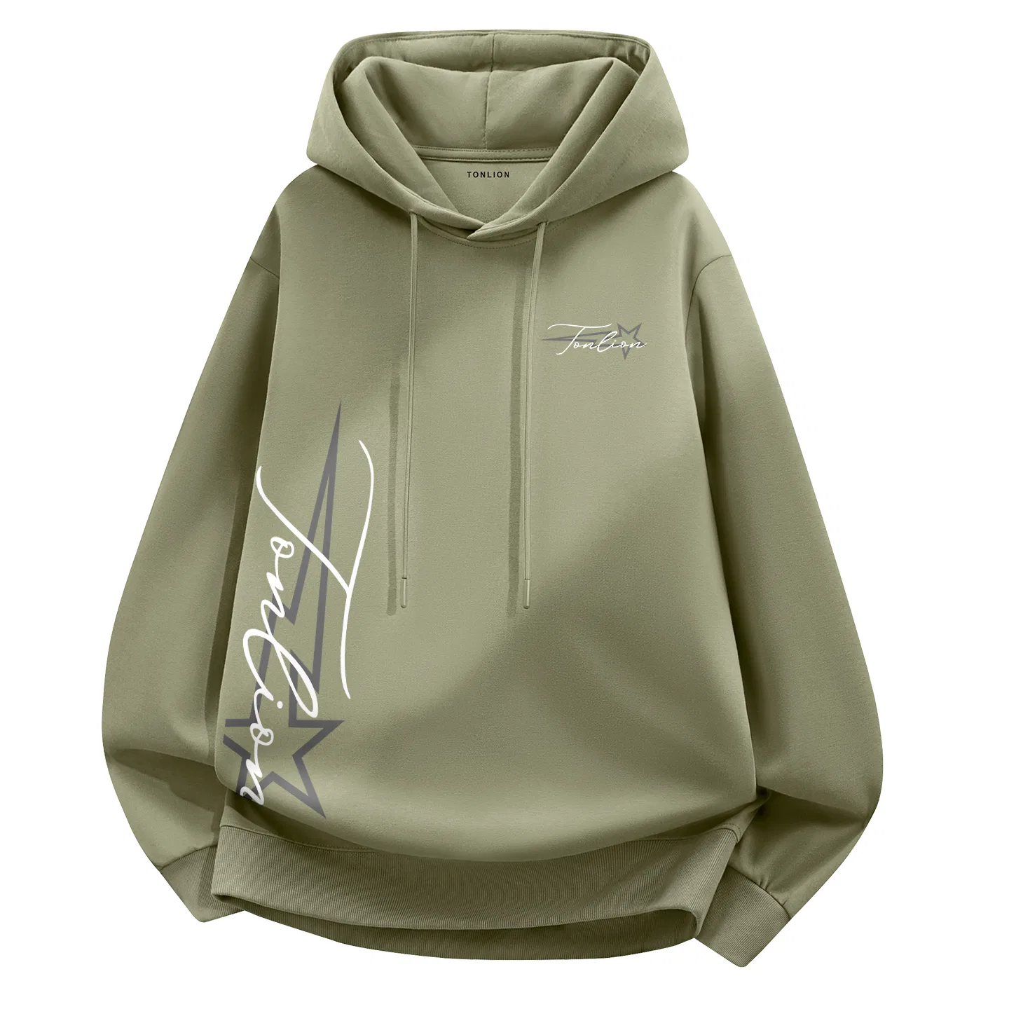 Детский худи с капюшоном хлопковый Tonlion, Цвет: Gray Bean Green