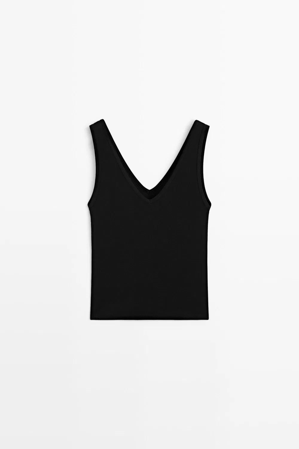 Топ Massimo Dutti Cotton Blend Strappy, черный — фото 2