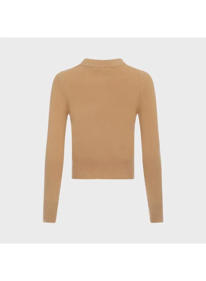 Свитер с полугорлом из чистой шерсти Zara, коричнево-желтый — фото 3