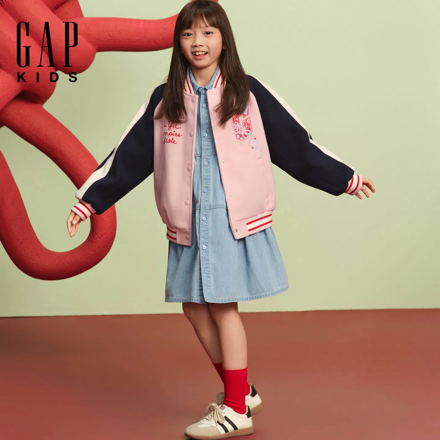 Детская бейсбольная куртка GAP, Pink — фото 4