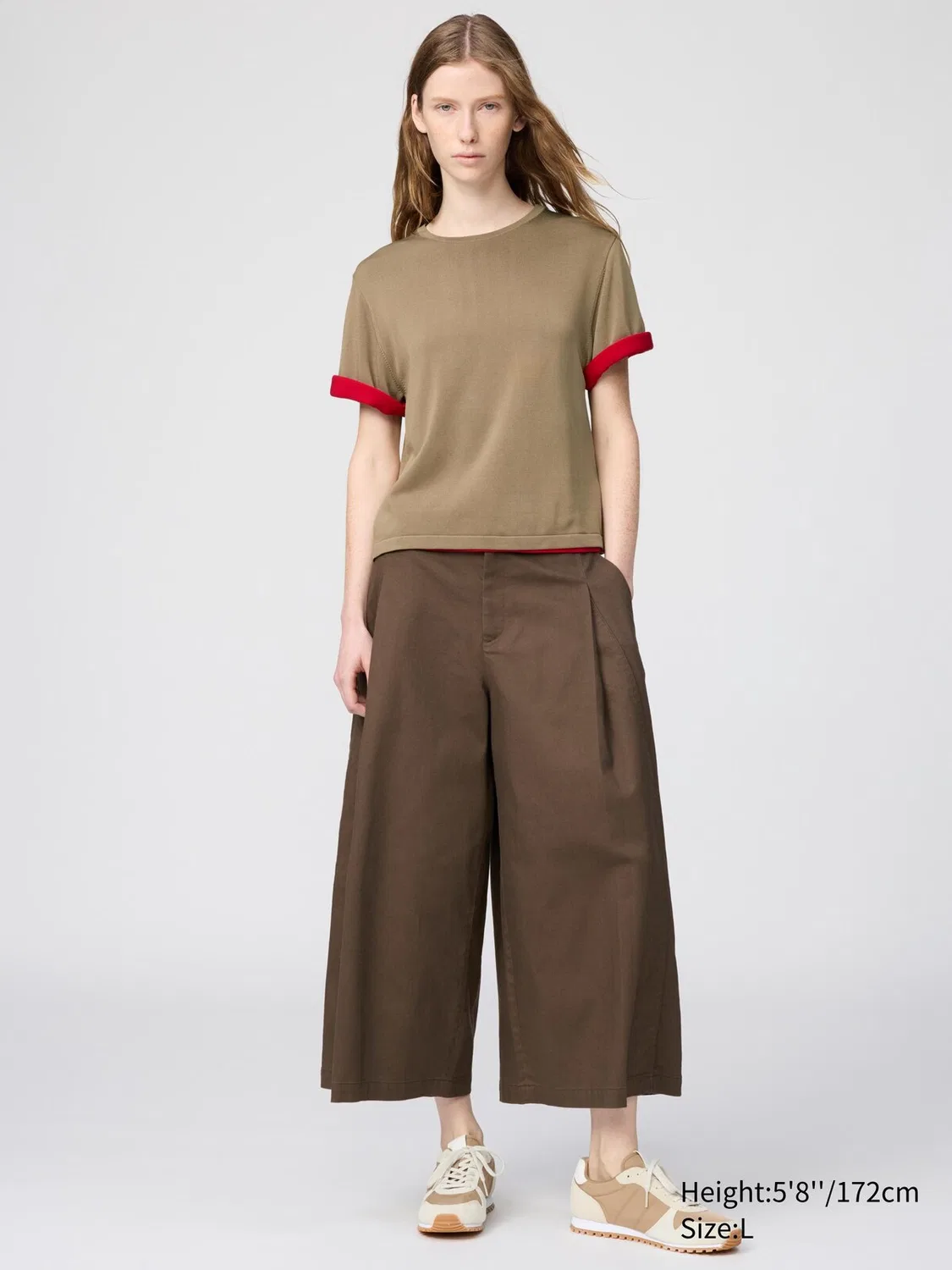 Кюлоты Uniqlo, хлопковые, коричневые — фото 2