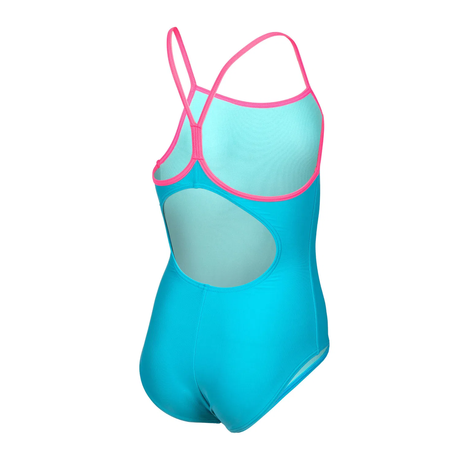 Детский купальник для девочек с открытой спиной Arena Girls Swimsuit Light Dr, Hellblau Rosa Magentapink — фото 4