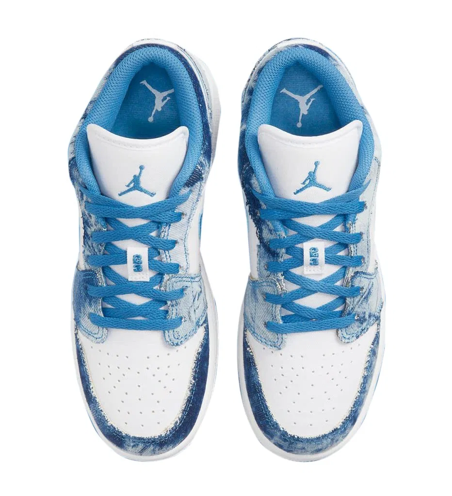 Детские кроссовки для мальчиков с принтом Air Jordan 1 Low NIKE, White Dutch Blue White — фото 4