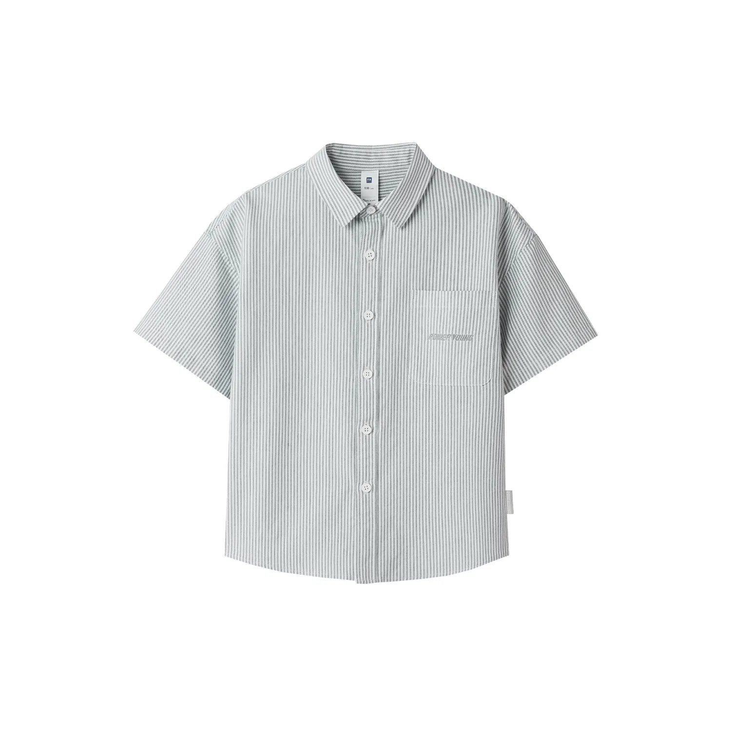 Детская рубашка с воротником и полосками HLA, Green Gray Stripes 05