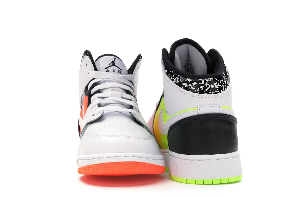 Детские кроссовки Lifestyle с принтом Jordan 1 Mid Composition Notebook Jordan, Orange/Volt-Black-White — фото 4