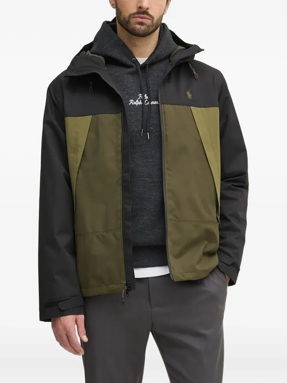 

Двухцветная куртка с капюшоном POLO RALPH LAUREN, черный