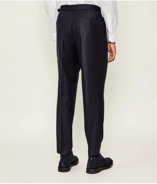 Шерстяные брюки C-Perino-PL-DTL-254 tapered fit Boss, темно-синий — фото 3