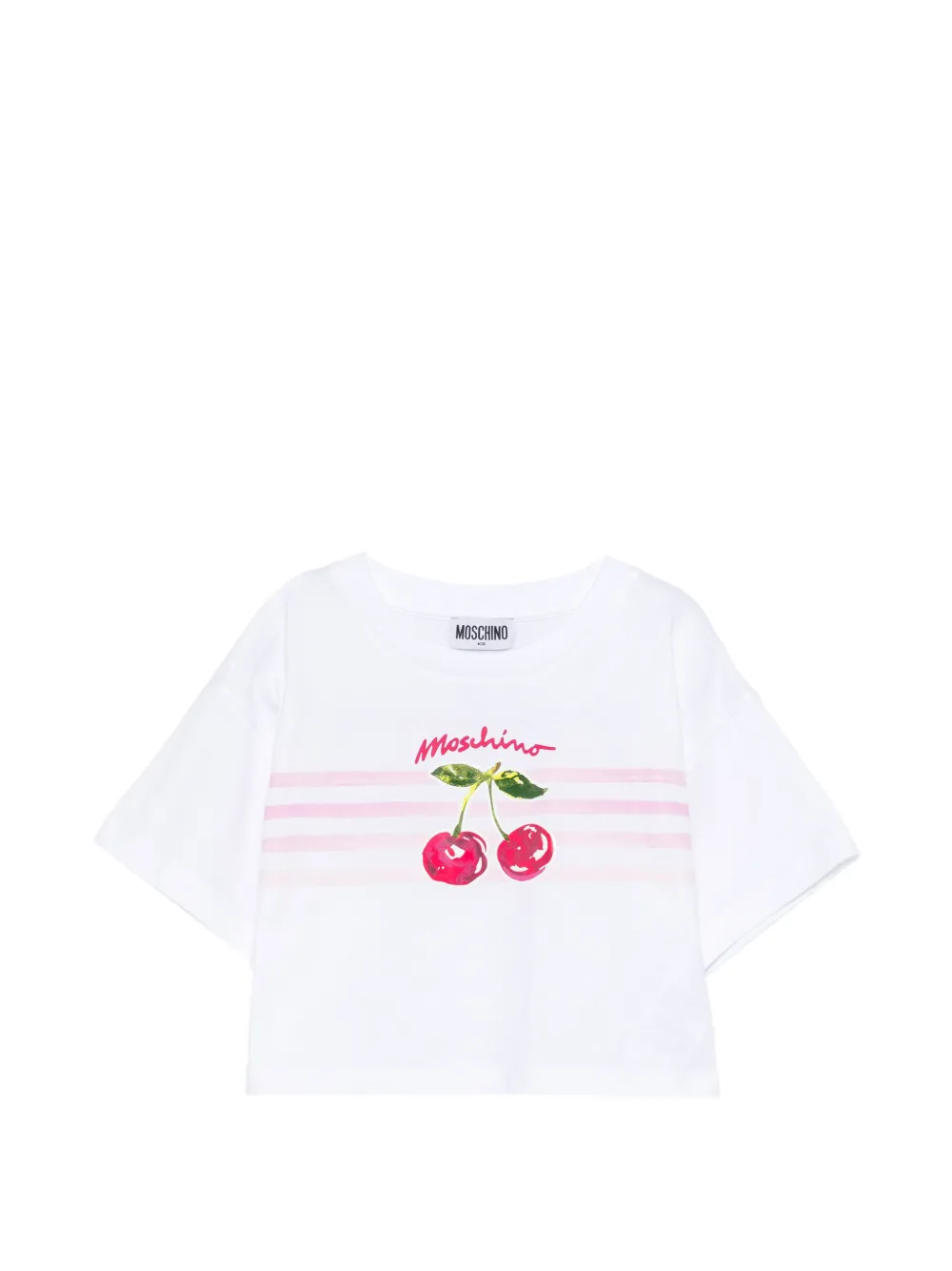 

Футболка с принтом вишни Moschino Kids, белый