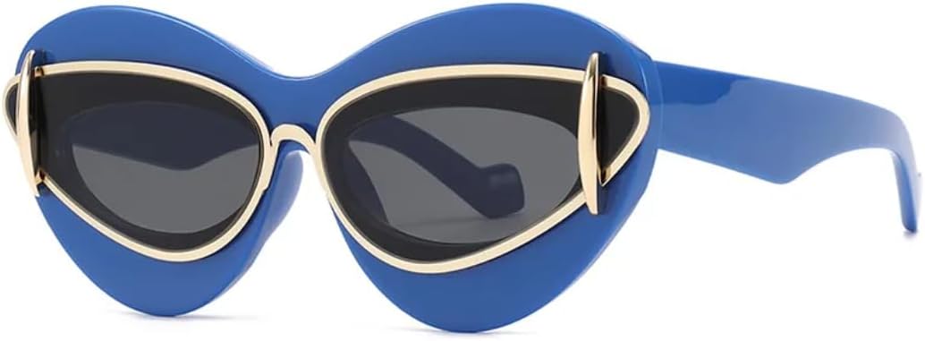 

Модные женские солнцезащитные очки «кошачий глаз» для мужчин, панк-стиль, роскошные женские солнцезащитные очки в винтажном стиле, солнцезащитные очки с защитой от УФ-излучения UV400 SZVVBKK, Blue