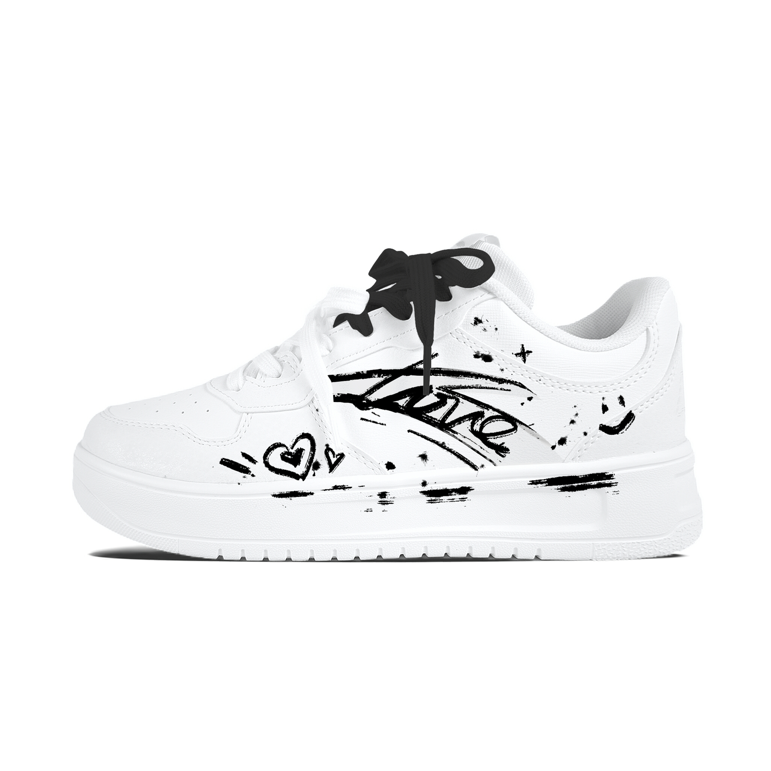 

Легкие скейтерские кроссовки Unisex Easy Ink Wash Heart To Heart с противоскользящей и износостойкой подошвой ANTA, белый