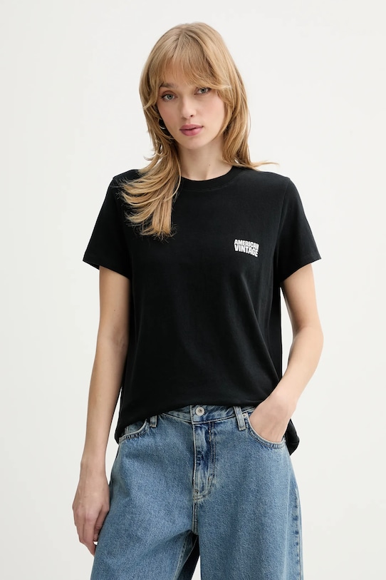 

Хлопковая футболка American Vintage, черный