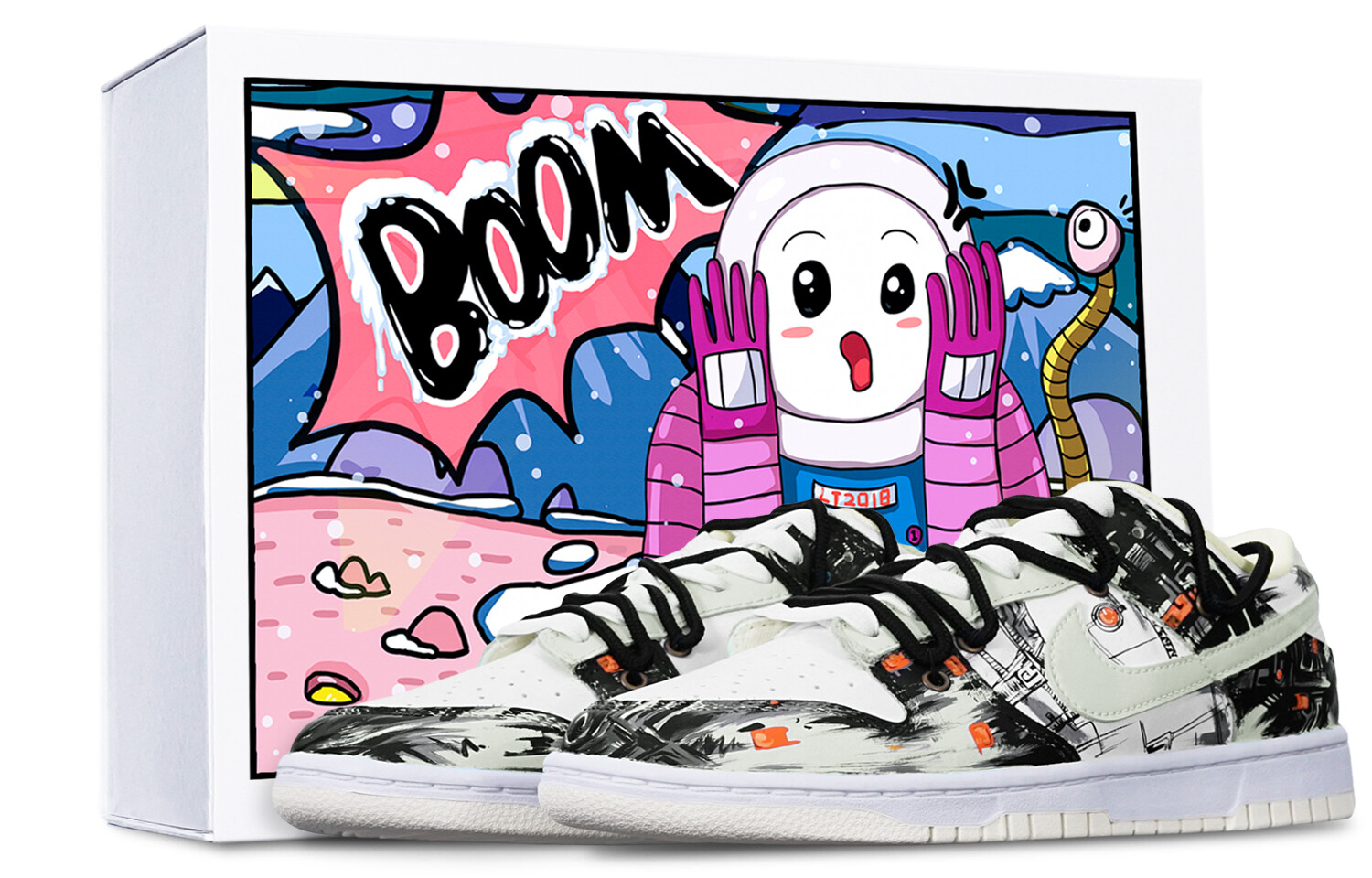 

Кроссовки Nike Dunk Skateboard Shoes Men Low-Top Beige Black/Orange