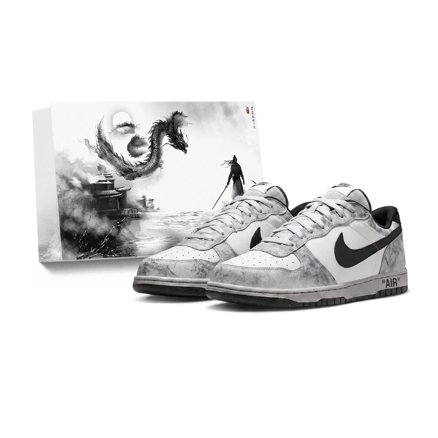 Кроссовки кожаные Nike Big Low серые