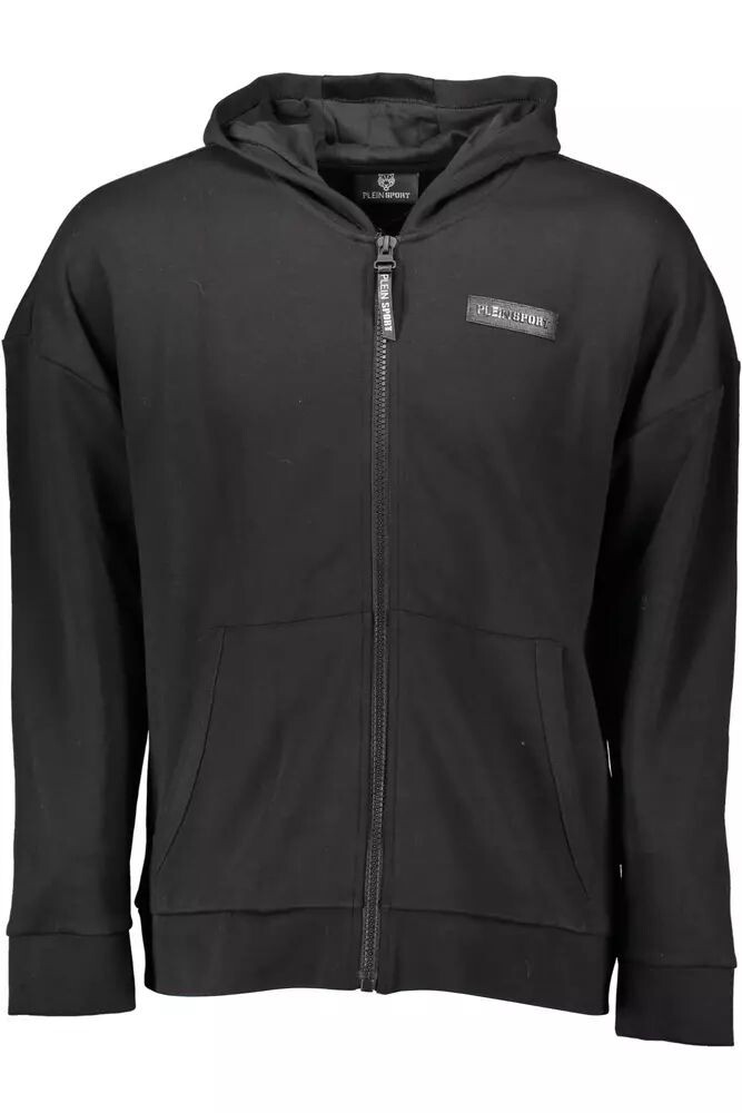 

Гладкая худи Plein Sport на молнии с контрастными мужскими акцентами, черный