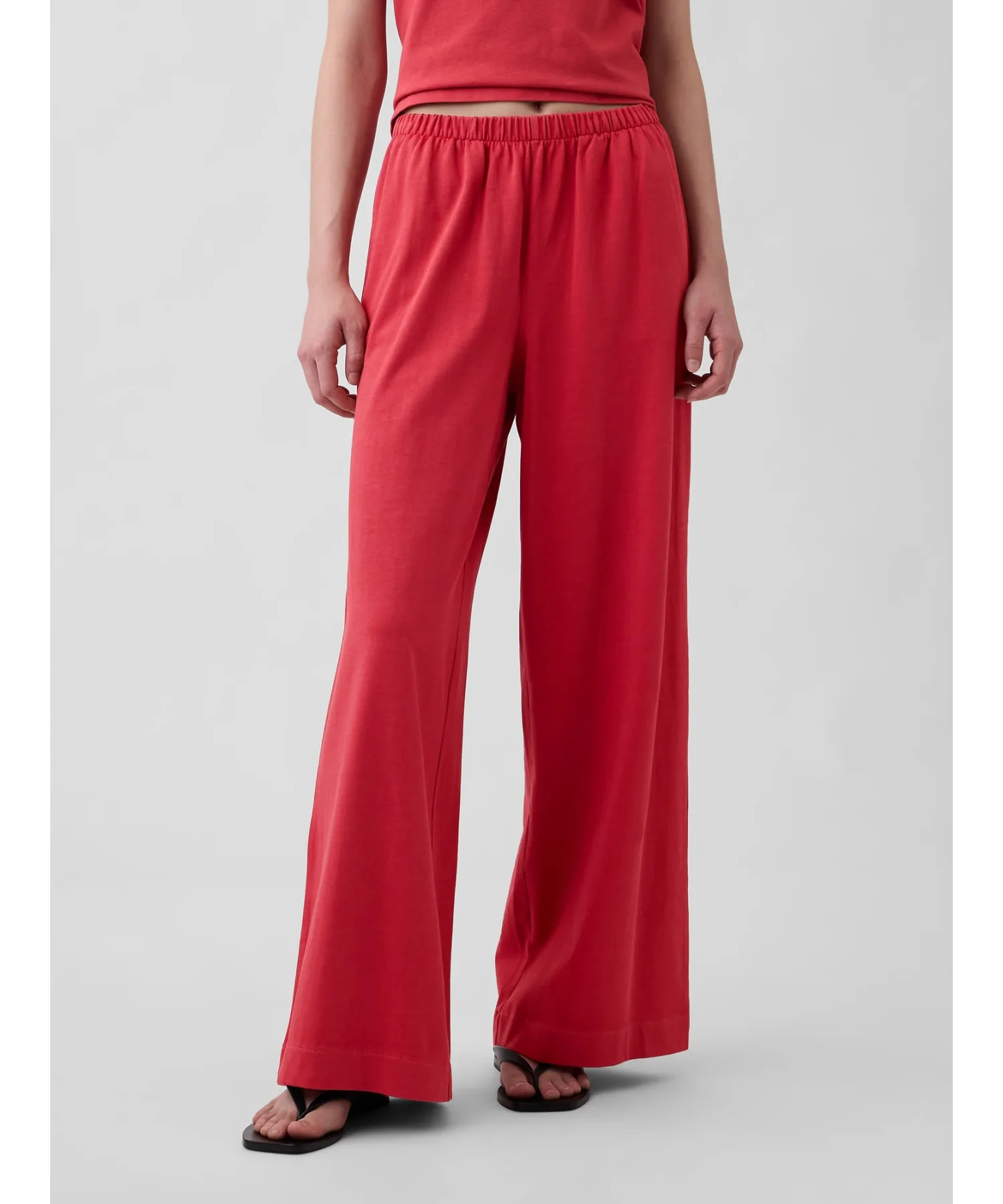 Женские широкие брюки из хлопка Heavyweight Easy Waist Wide Pants GAP красные