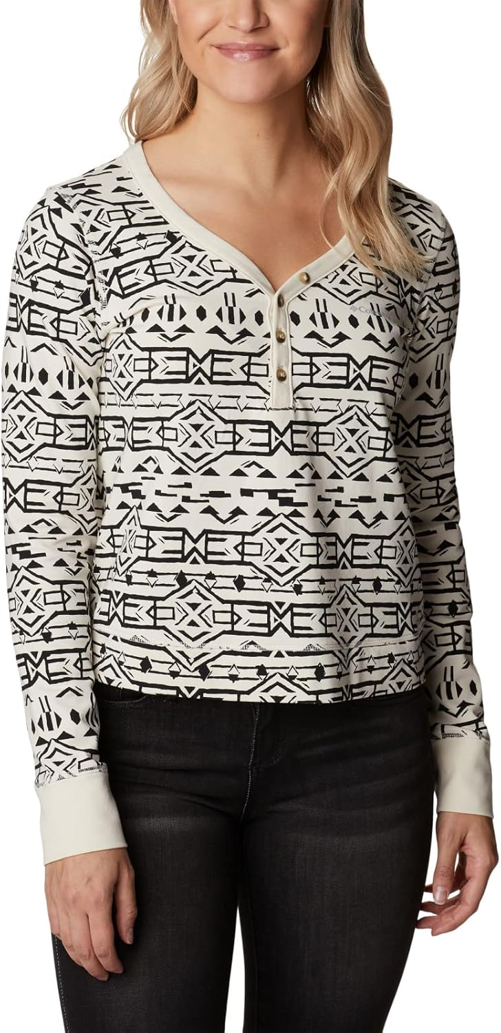 

Columbia Womens Holly Hideaway Long Sleeve TopФутболка для походов, Chalk 80S Stripe