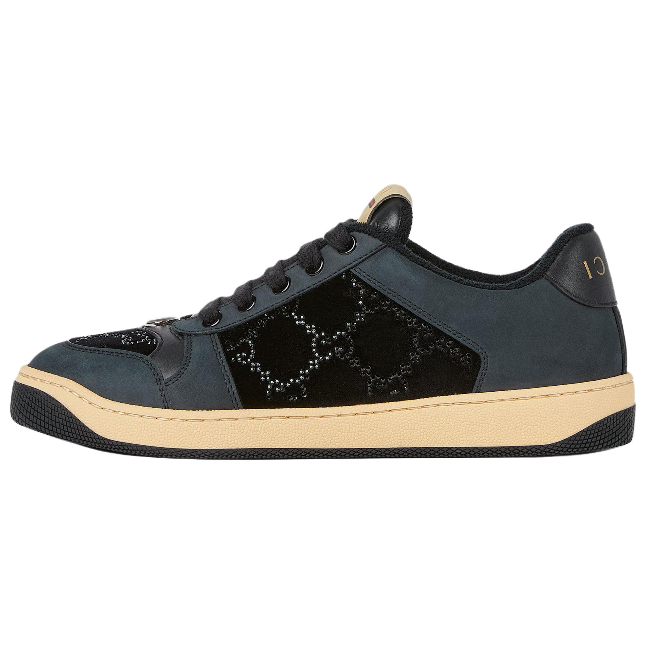 GUCCI Screener Low top Skateboard Shoes Women's Gray Black
