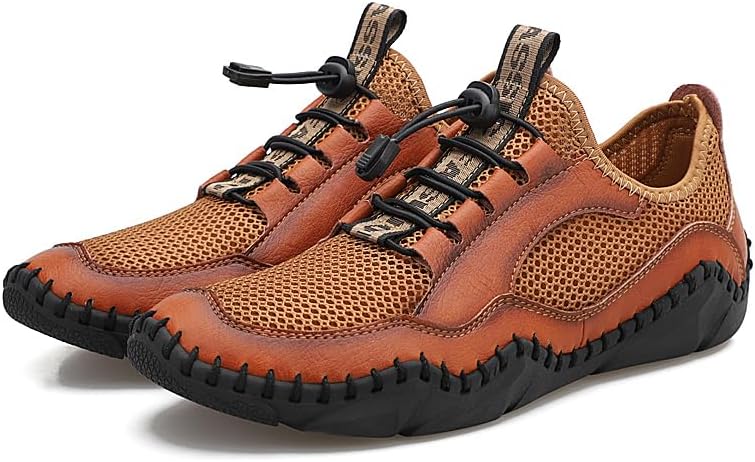 

Мужские сандалии для вождения AQIXIDX для походов, спортивные пляжные туфли с закрытым носком, удобные дышащие водные сандалии, коричневый