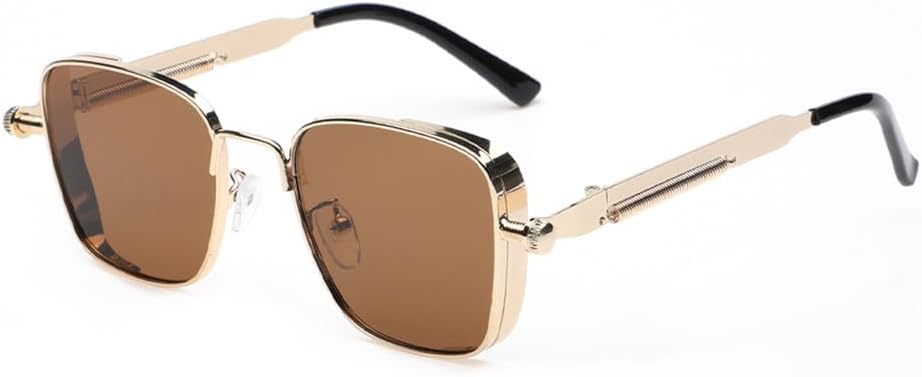 

Солнцезащитные очки в стиле металл-панк для мужчин и женщин с защитой от УФ-излучения UV400, предназначенные для занятий спортом на открытом воздухе, бега и езды на велосипеде UYPTK, Gold Tea