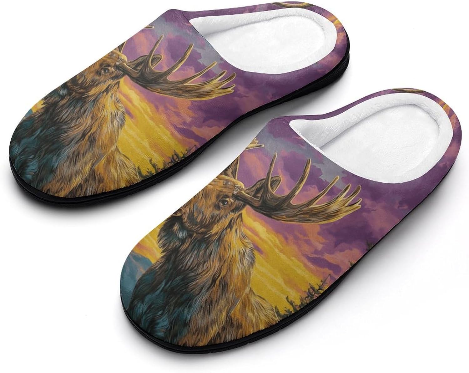 

Мужские домашние тапочки из хлопка с акварельным цветочным рисунком и Эйфелевой башней в Париже, стойкие к скольжению, теплые, удобные и дышащие Kkdskkds, Majestic Moose