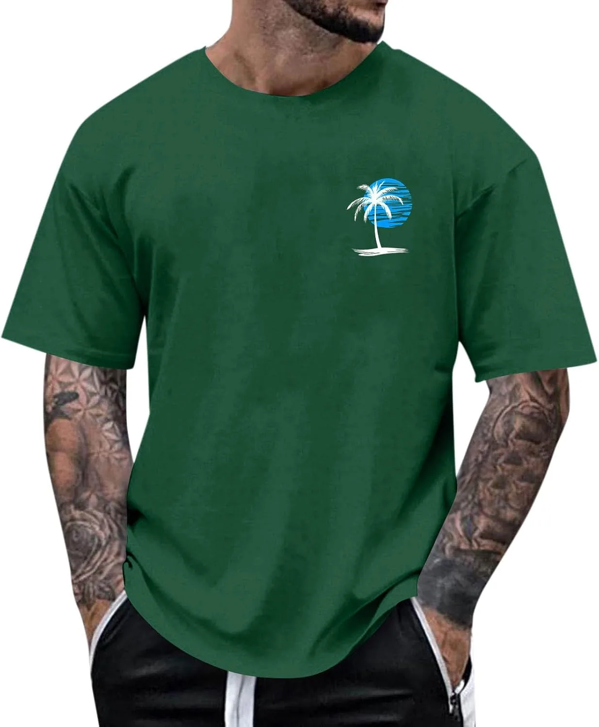 

Футболка с коротким рукавом для мужчин Hawaiian Graphic Tees с тропическим принтом Sdeycui