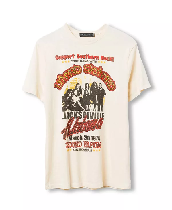 

Футболка унисекс Lynyrd Skynyrd America '74 в винтажном стиле Junk Food Clothing, белый