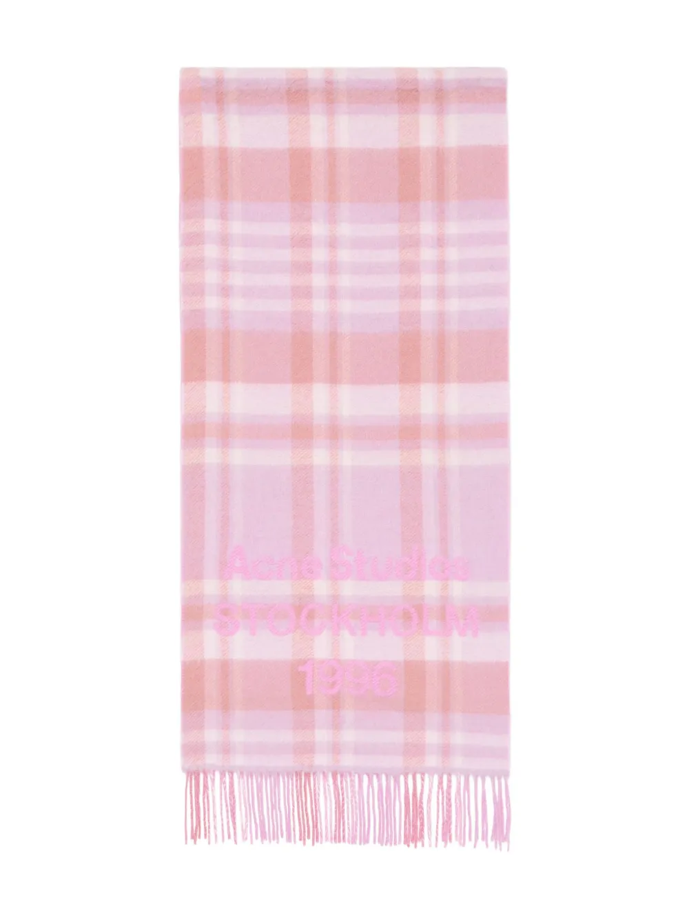 

Клетчатый шарф с бахромой Acne Studios, розовый