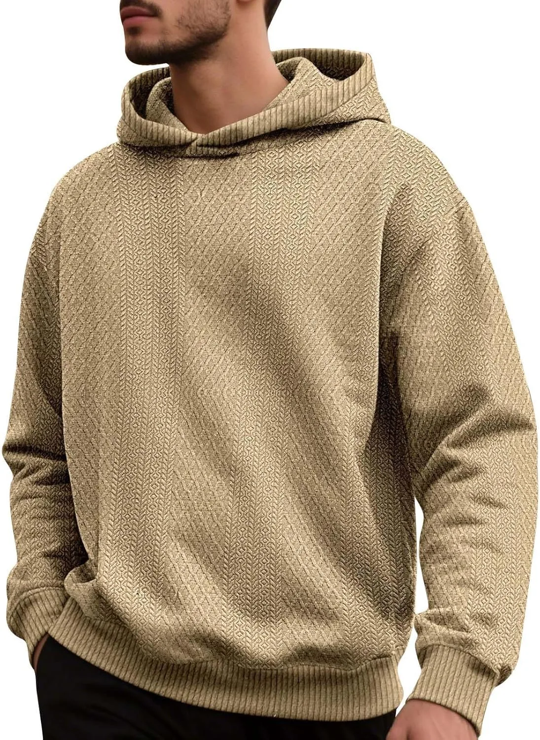 

Мужская повседневная худи однотонная с длинным рукавом