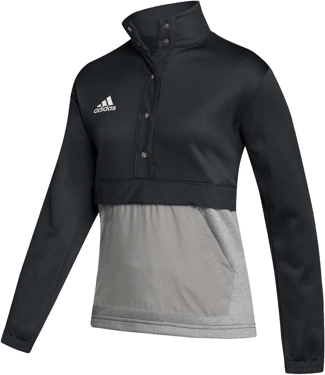 Толстовка поло с капюшоном adidas, Team Issue, полузастежка, Black, Medium Grey Heather, White