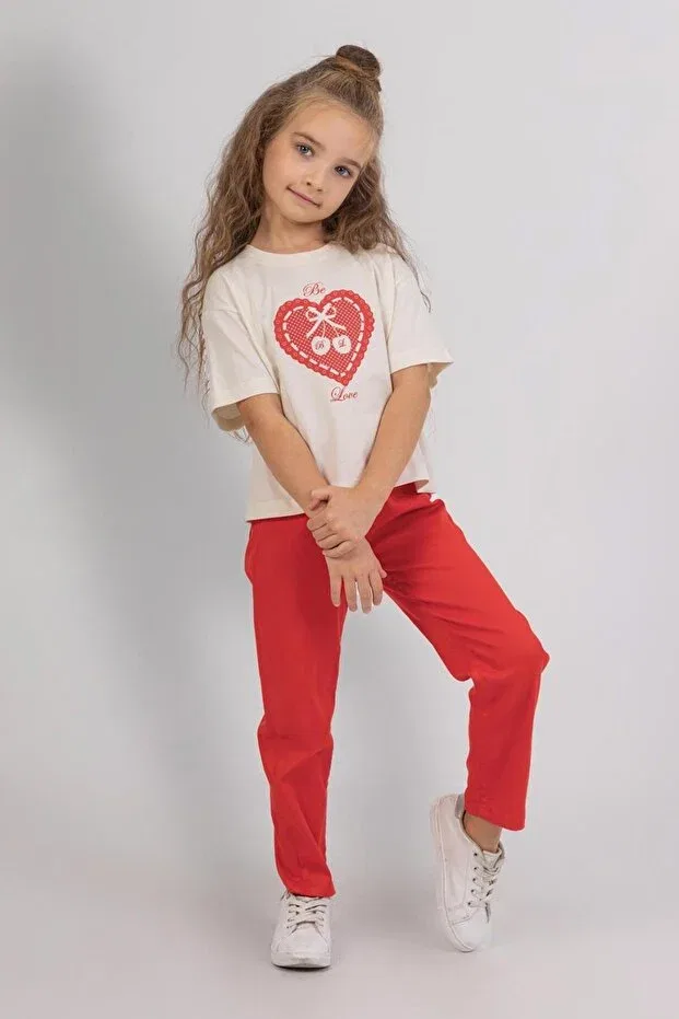 Детская футболка для девочек с принтом Love Dmb Kids, Ecru — фото 3